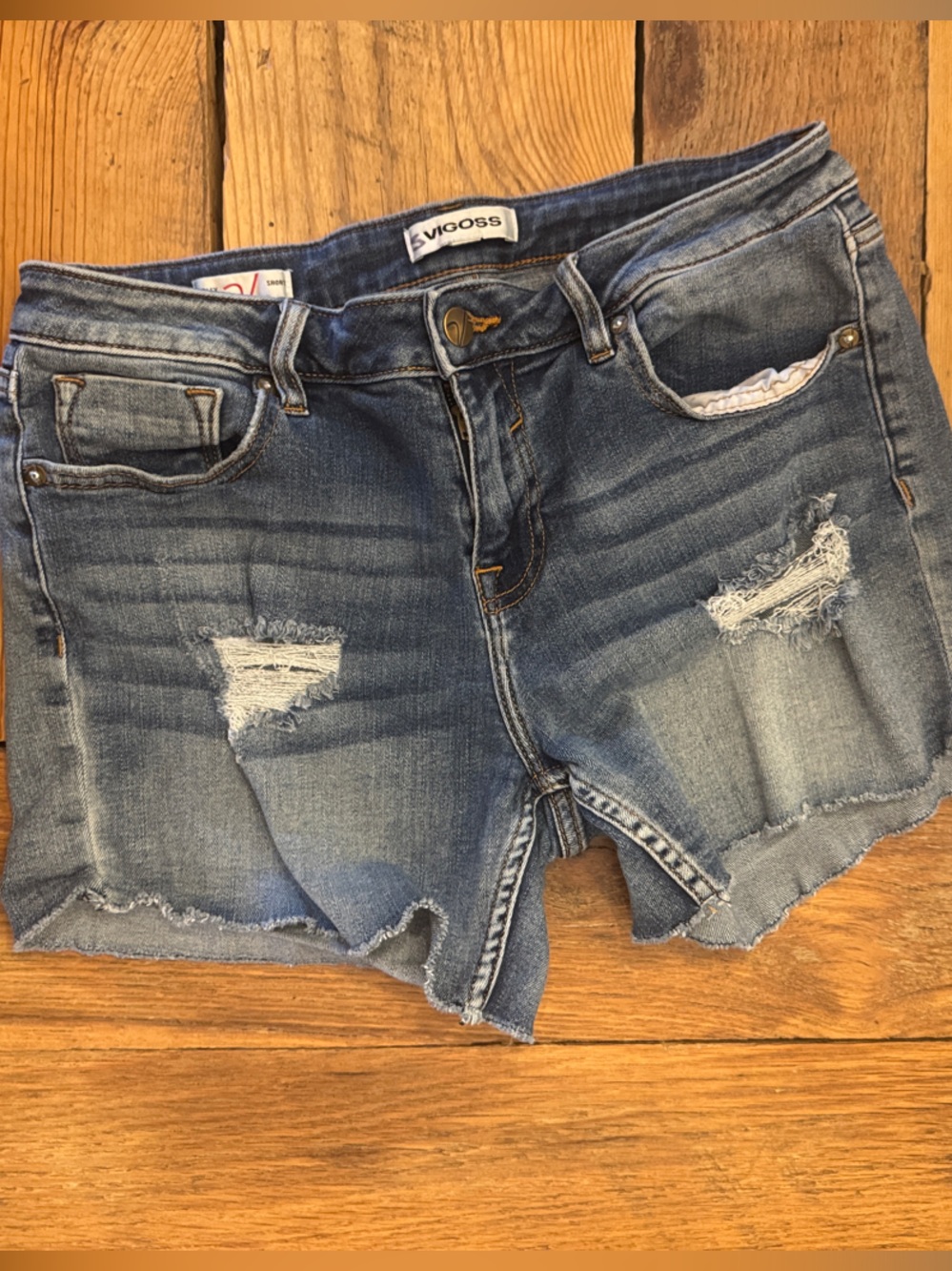 Vigoss Distressed Denim Jean Shorts - Blue